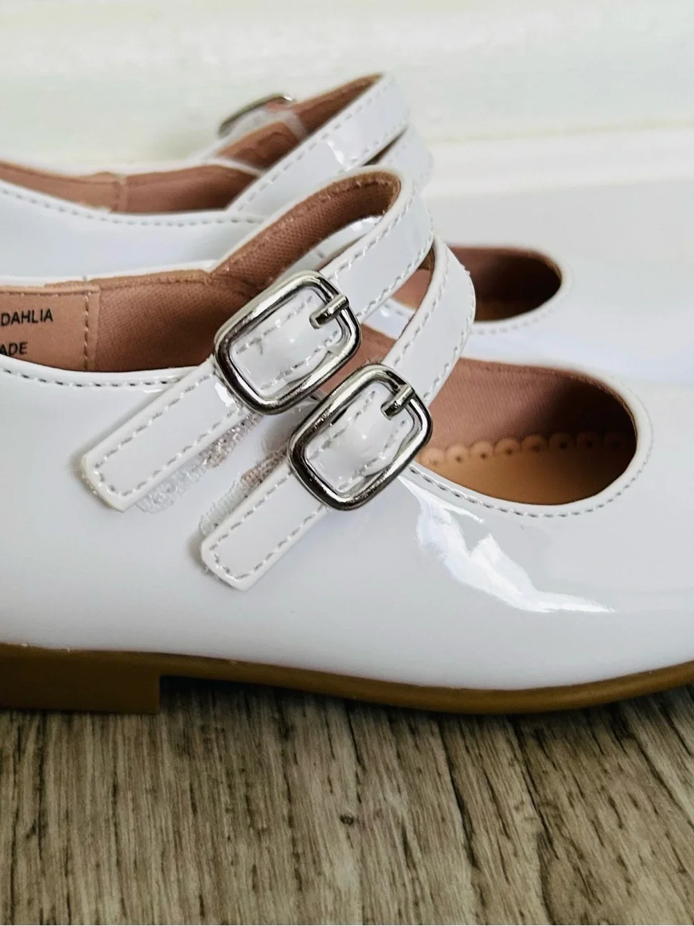 White  Kids Shoes Christie & Jill with Double Strap 6M